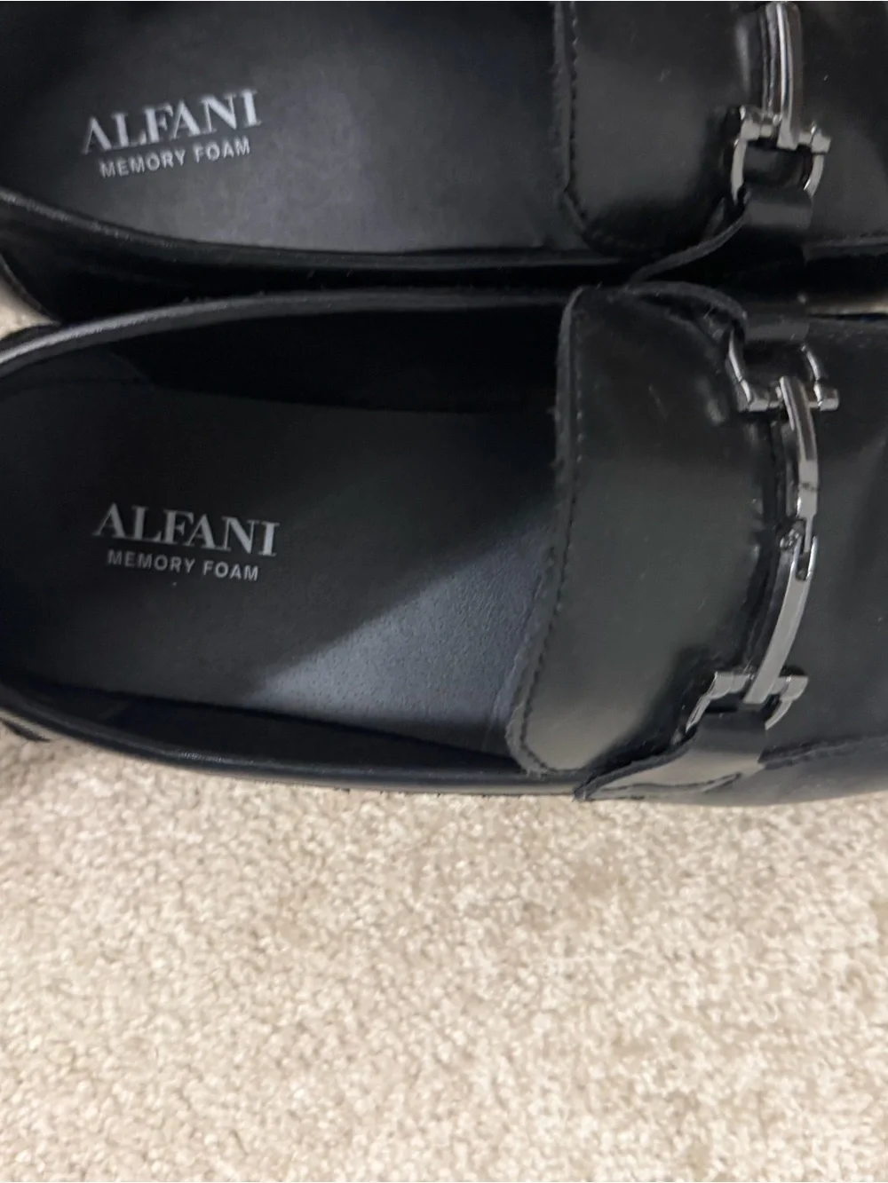 Alfani Black Leather Slip-On Loafers with Metal Bit